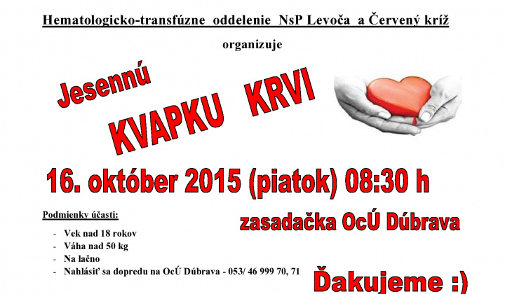 1. fotografia fotogalérie Darcovstvo krvi