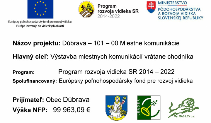 1. fotografia fotogalérie Aktuality / Dúbrava - 101 00 Miestne komunikácie NFP309070FDF9 - foto