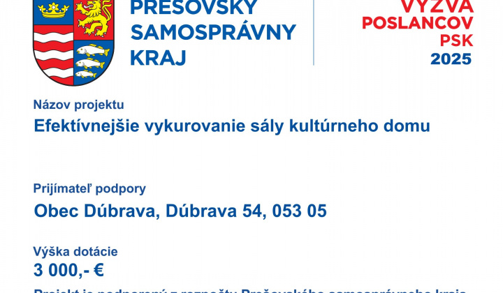 Fotka - Vykúrovanie sály KD 2025