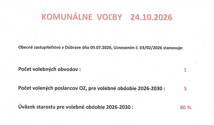 Fotka - Komunálne voľby 24.10.2026