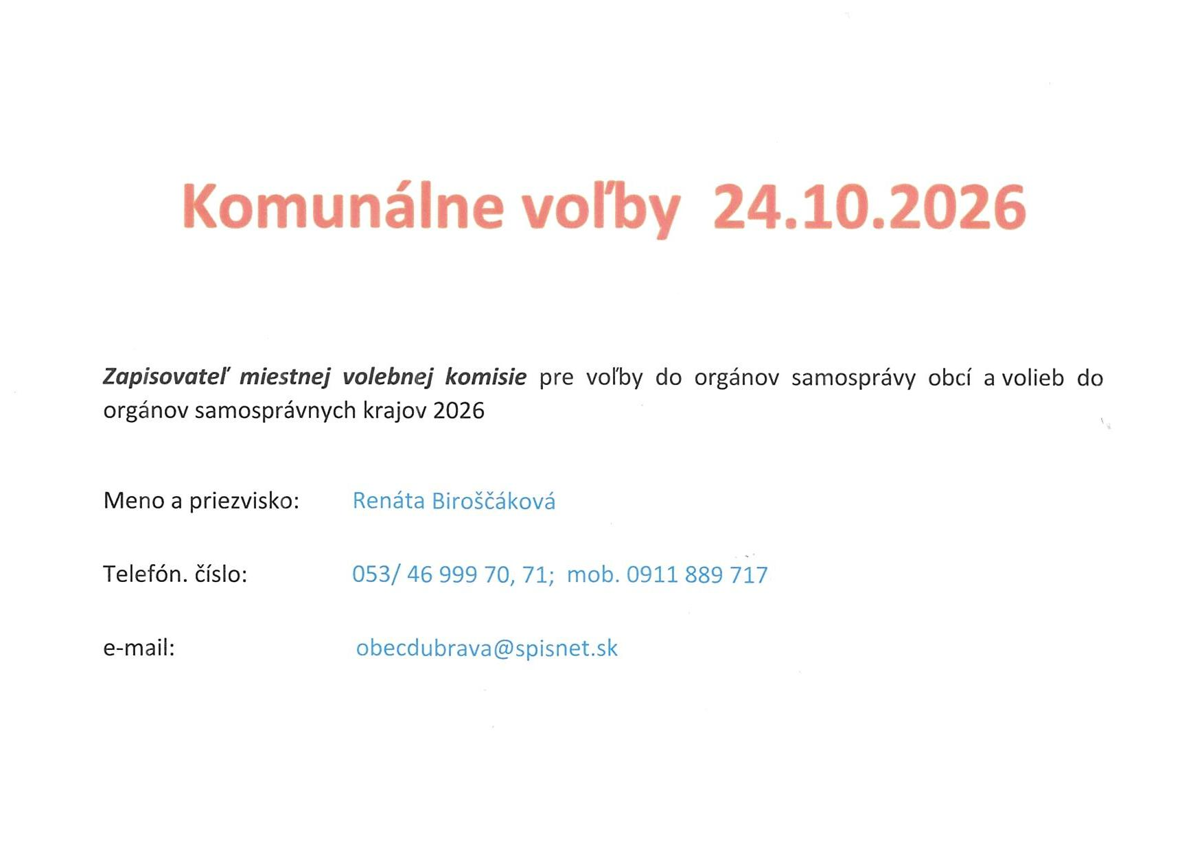 Fotka - Komunálne voľby 24.10.2026
