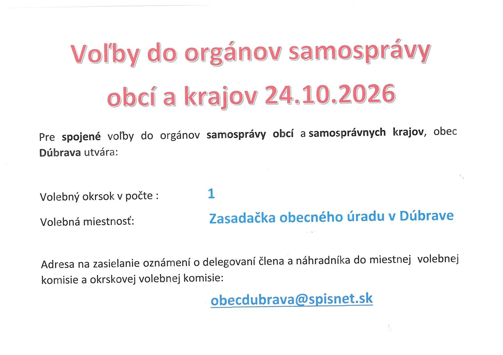 Fotka - Komunálne voľby 24.10.2026